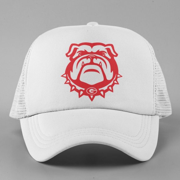 NEW Georgia Bulldogs Dawg Head Logo Foam Trucker Mesh Snapback Hat WHITE - Picture 1 of 3